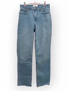 Abercrombie & Fitch 90s Straight Jeans Curve Love Size 27 Long Mid Rise Raw Hem